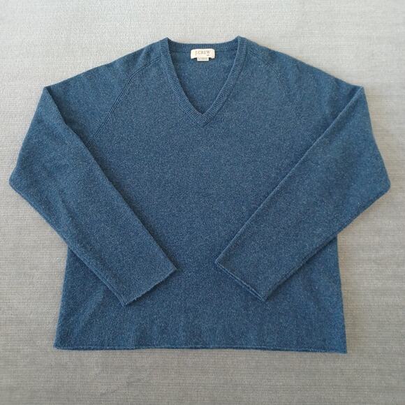 J.Crew Lambswool Sweater Mens 2XL Blue V-Neck Casual Stretch Lightweight - Picture 1 of 8